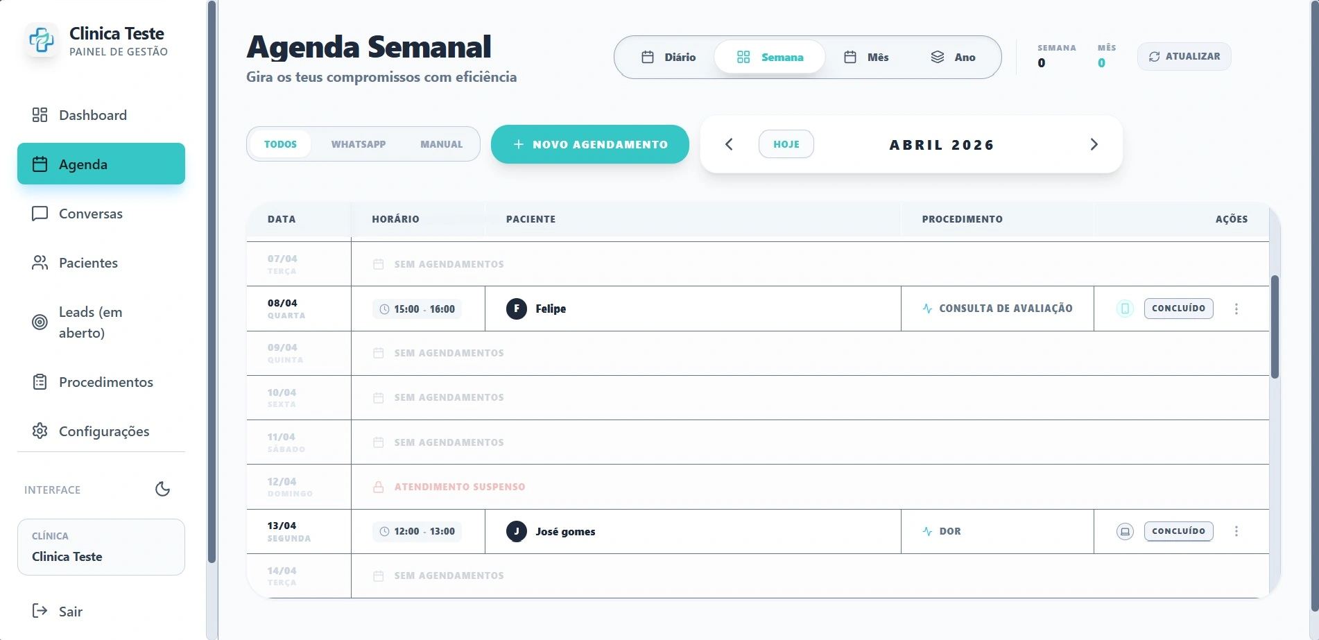 A sua agenda sempre organizada, sem esforço Sistema de Agendamento Automático no WhatsApp para Clínicas